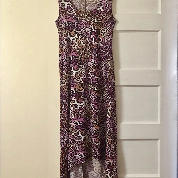 NY Collection Purple Leopard High Low Dress - Picture 1 of 5